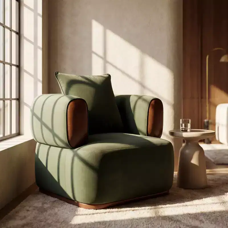 Christopher Knight Home Katia Modern Velvet Faux Leather Arm Chair with Pillow