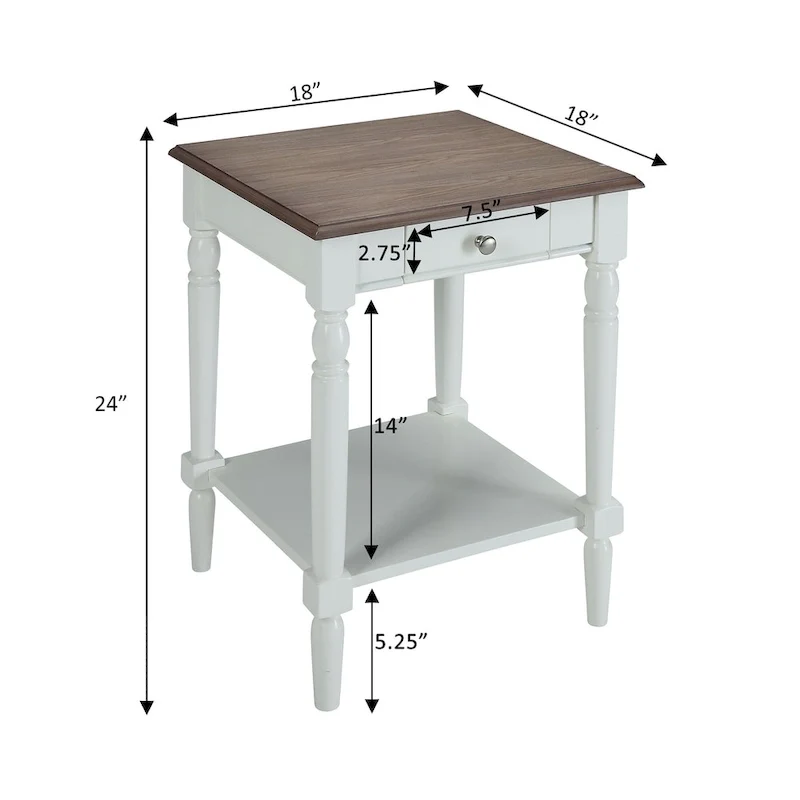 Convenience Concepts French Country 1 Drawer End Table with Shelf