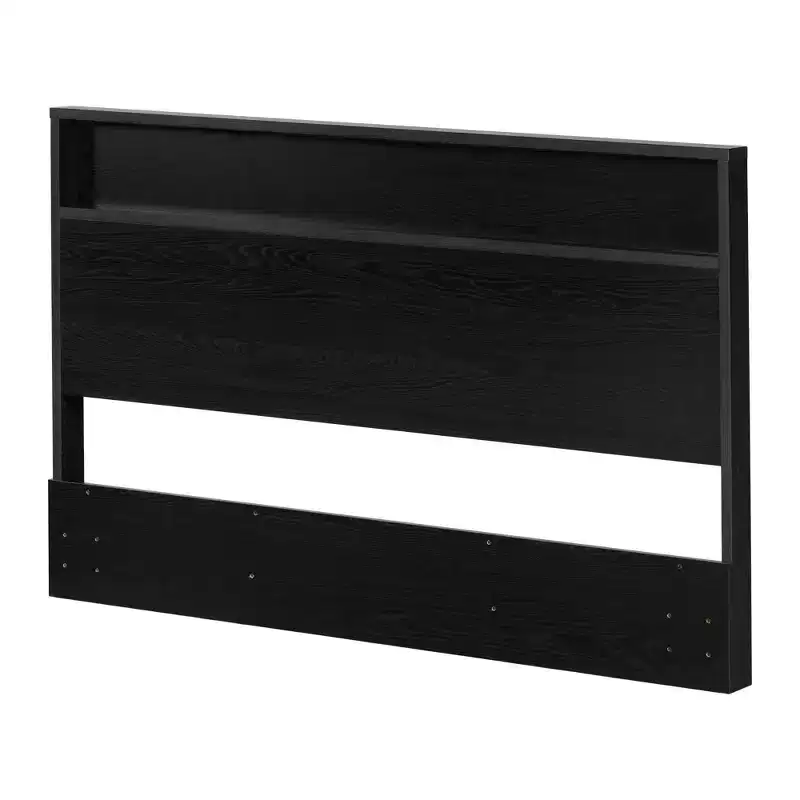 South Shore Full/Queen Primo Headboard with Storage Shelf Black Oak