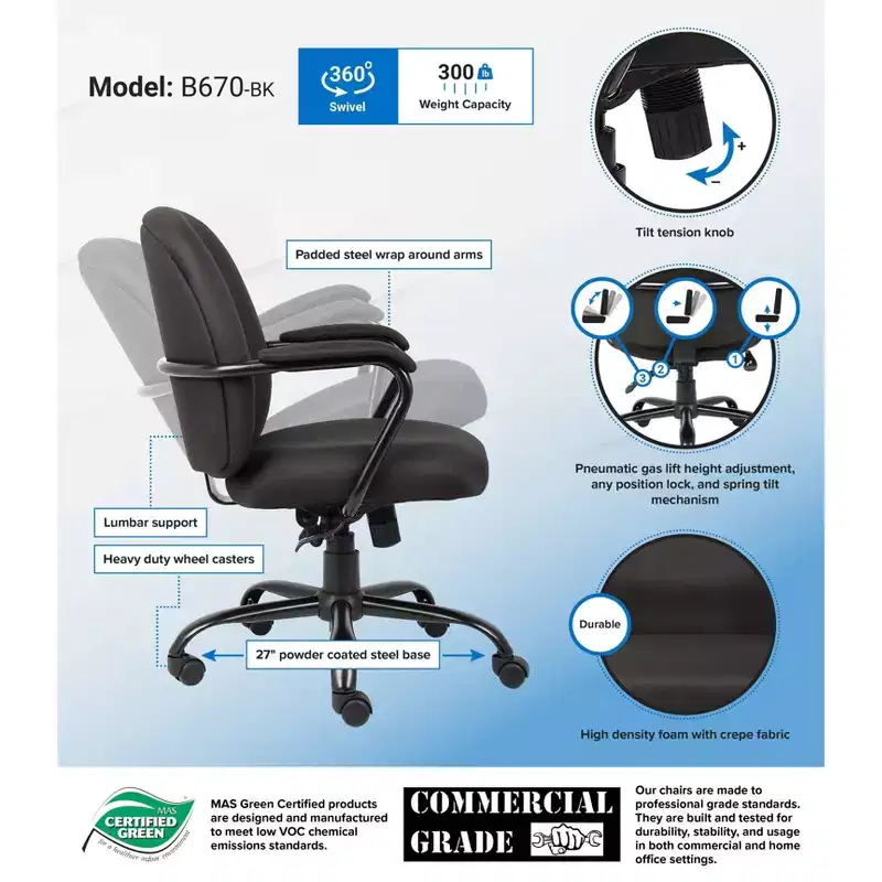 Heavy Duty Task Chair Black - Boss Office Products