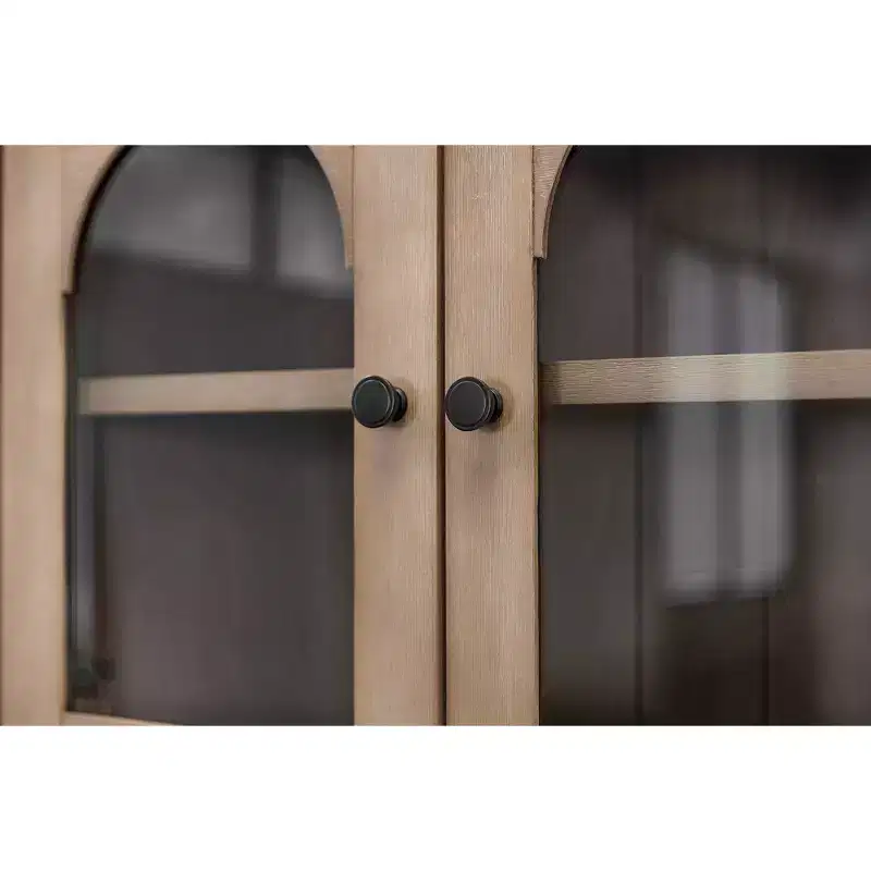 Modern Wood Credenza and Hutch Laurel Collection Light Brown - Martin Furniture: Wire Brushed, Arched Panels