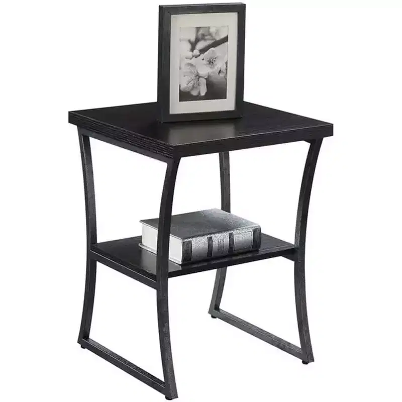 Three-Tier Metal End Table with Cross Frame Design – 23.75