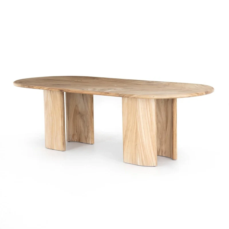 Gold Guanacaste Wood Dining Table with Arched Legs