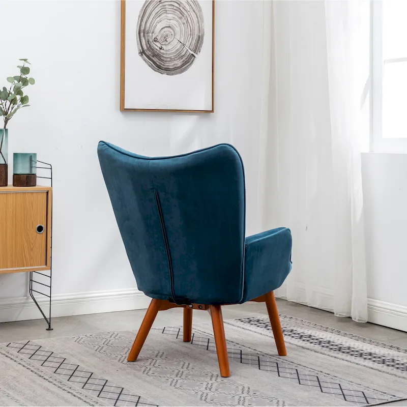 Carson Carrington Aasen Silky Velvet Tufted Accent Chair with Ottoman