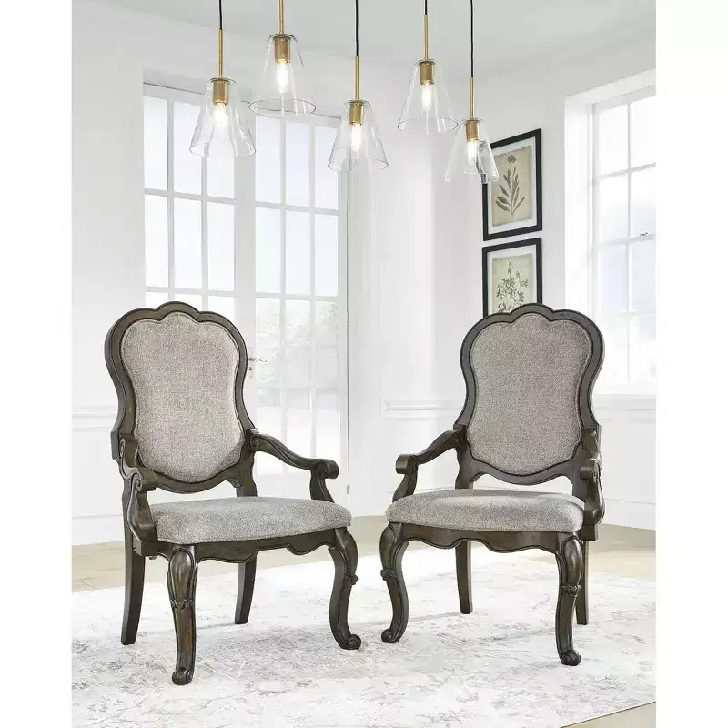 Signature Design by Ashley Maylee Dining Arm Chair, Set of 2, Dark Brown