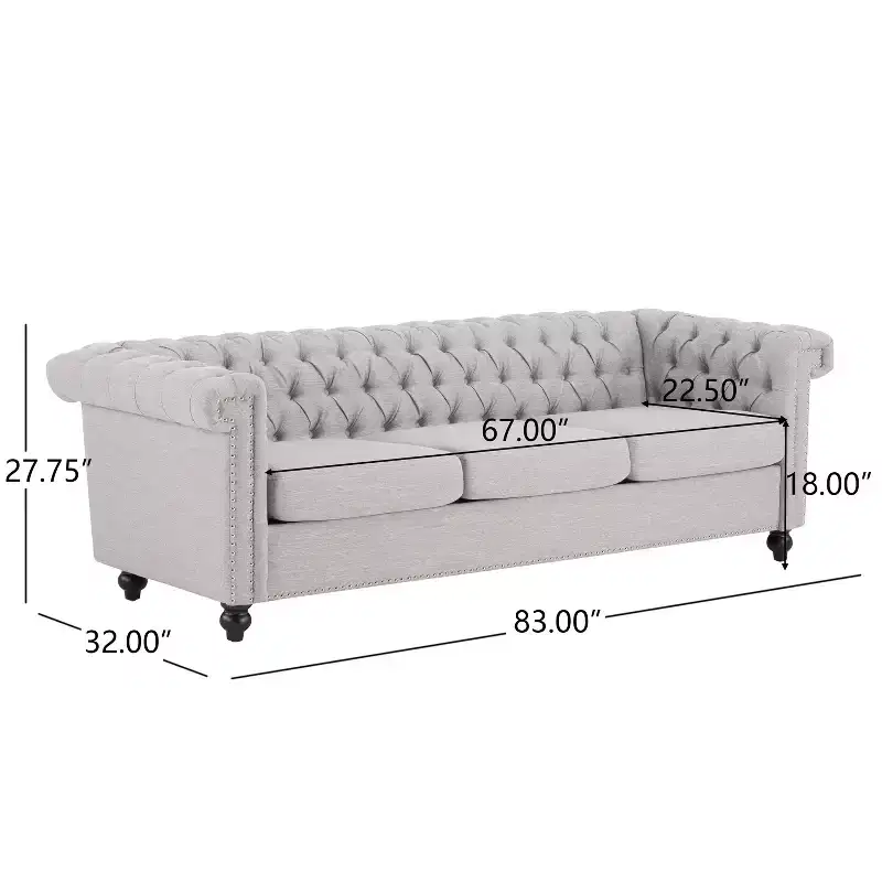 Christopher Knight Home Parkhurst 3 Seater Sofa with Nailhead Trim
