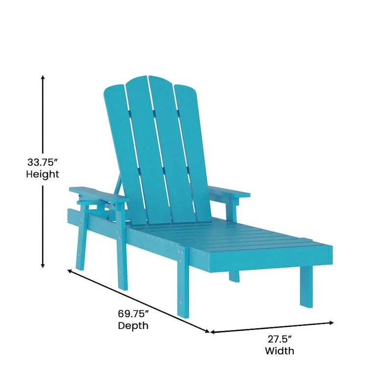 Set of 2 All-Weather Commercial Adjustable Lounge Chairs with Cupholders