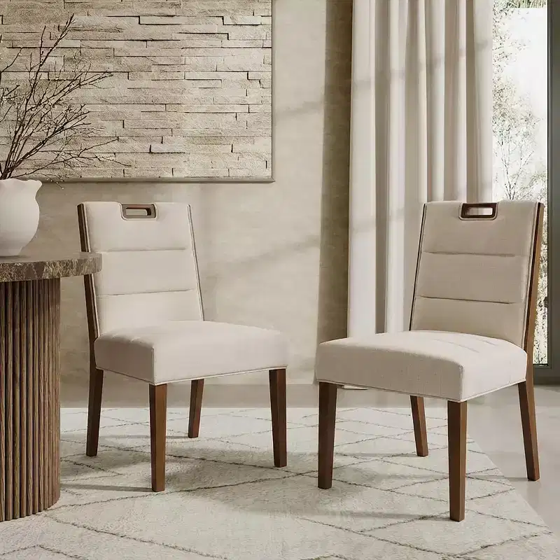 Sungjin Modern Rubberwood Upholstered Armless Dining Chairs (Set of 2)