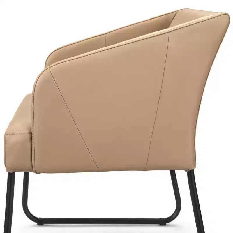 Modern Leather Dining Chair, Khaki