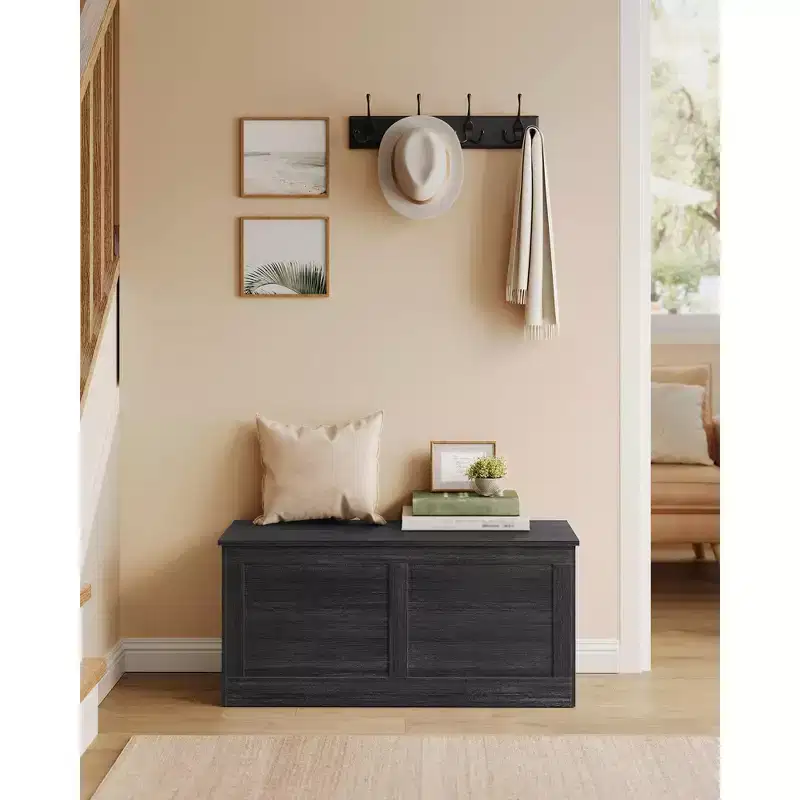 Wooden Storage Chest, Securely Opens 39.4x15.7x18.3 for Organizing Home Spaces