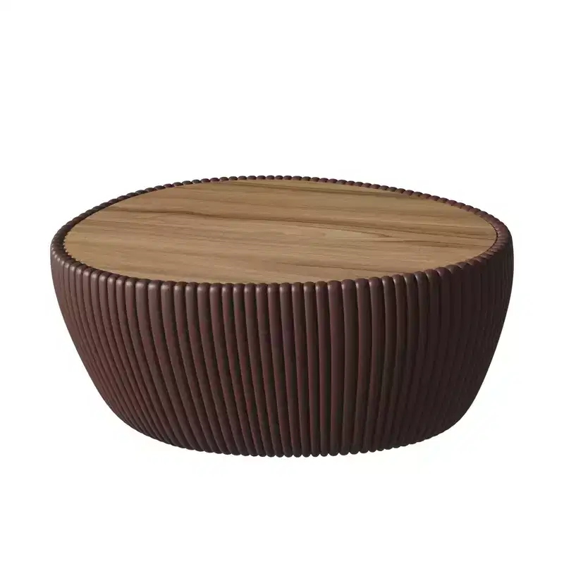 Sintered Stone & Leather Coffee Table 16.14''H x 32.1''L x 24.8''W