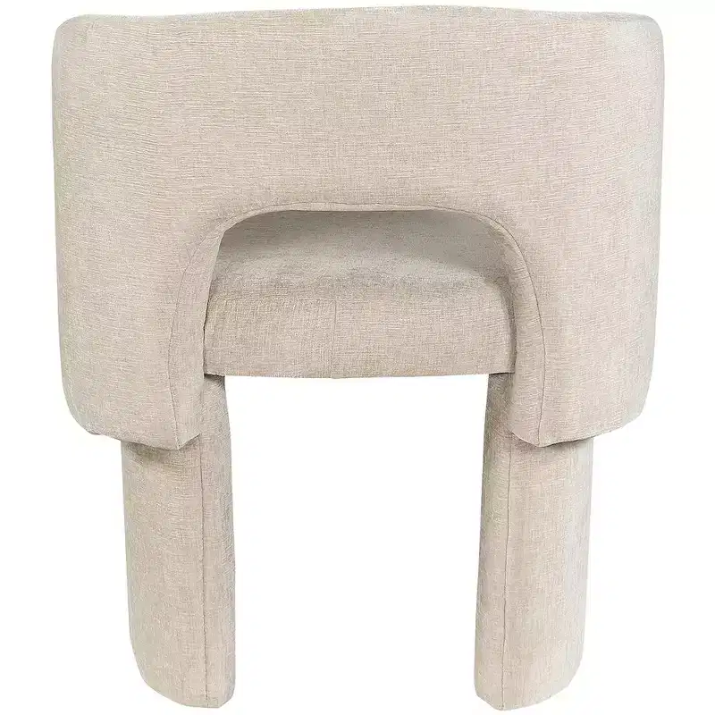 Chenille Fabric Dining Chair / Accent Chair, Beige, Steel Inner Frame, Contemporary