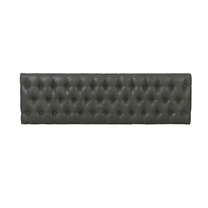 Draper Ottoman with Button Tufting Gray - HomePop: Upholstered Metal Frame, Living Room Seating