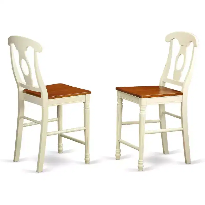 HomeStock Counter Height Barstools - Back Wood Seat