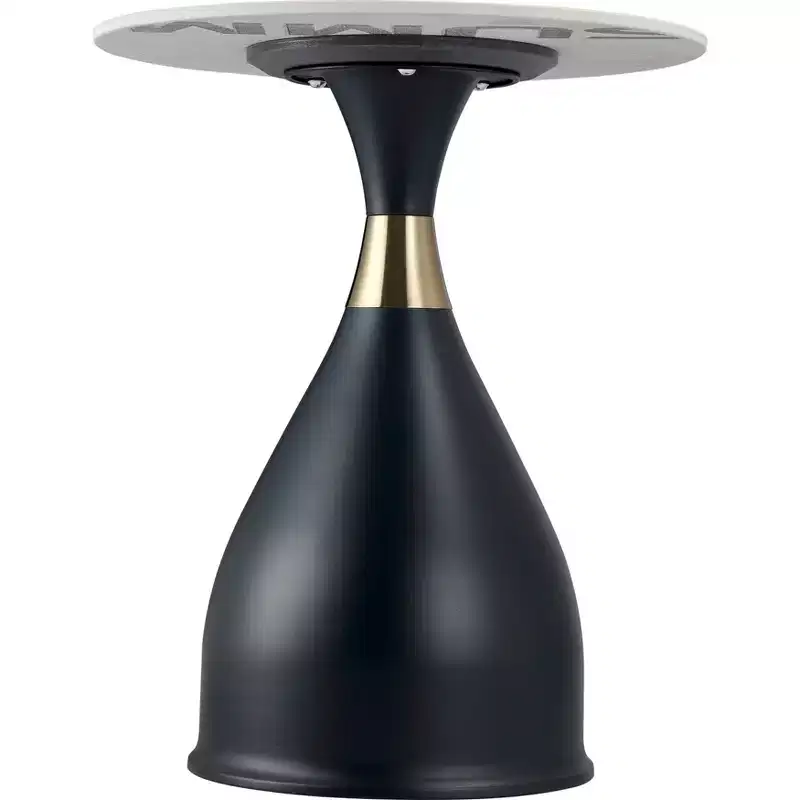 LeisureMod Bento Sintered Stone Top Side Table - Black Pedestal Base Nightstand