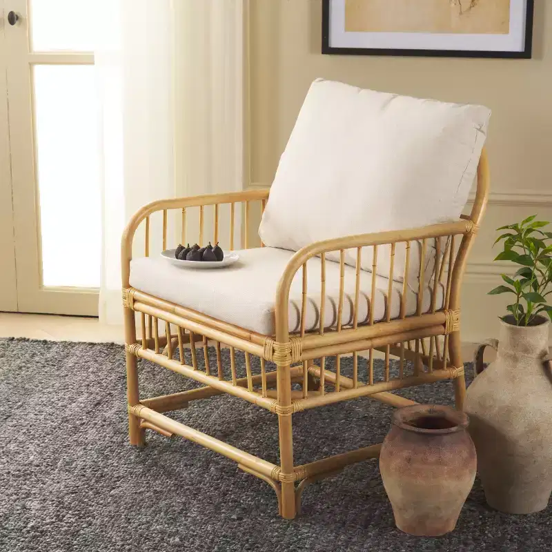 Reiley Accent Chair W/ Cushion - ACH6524 - White/Natural - Safavieh