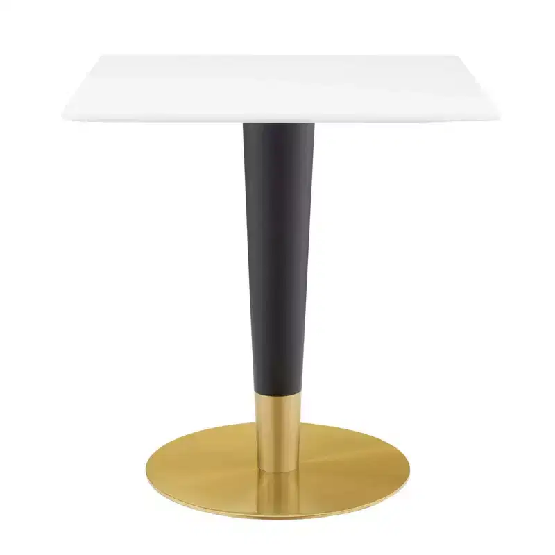 Zinque Square Dining Table Gold White