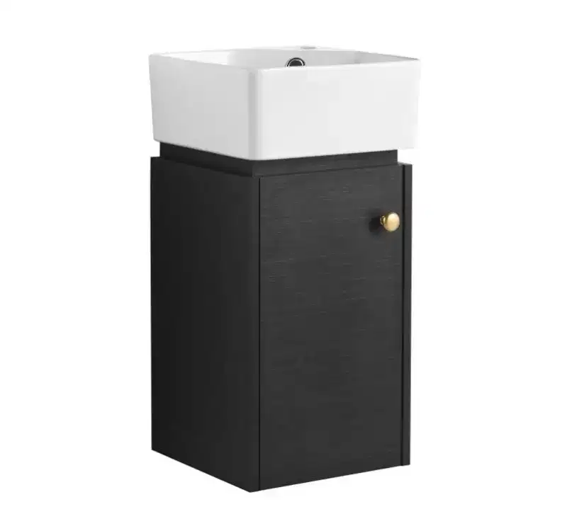 12 Inch Plywood Bathroom Vanity with Sink, Soft Close Door, Black