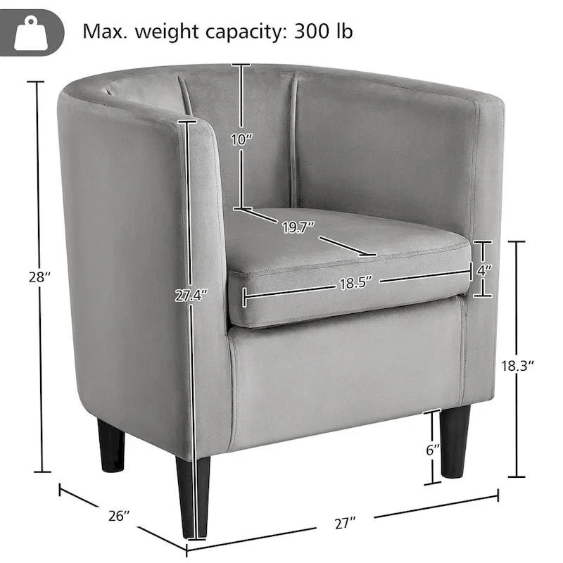 Yaheetech Modern Barrel-shaped Chair Upholstered Velvet Club Chair