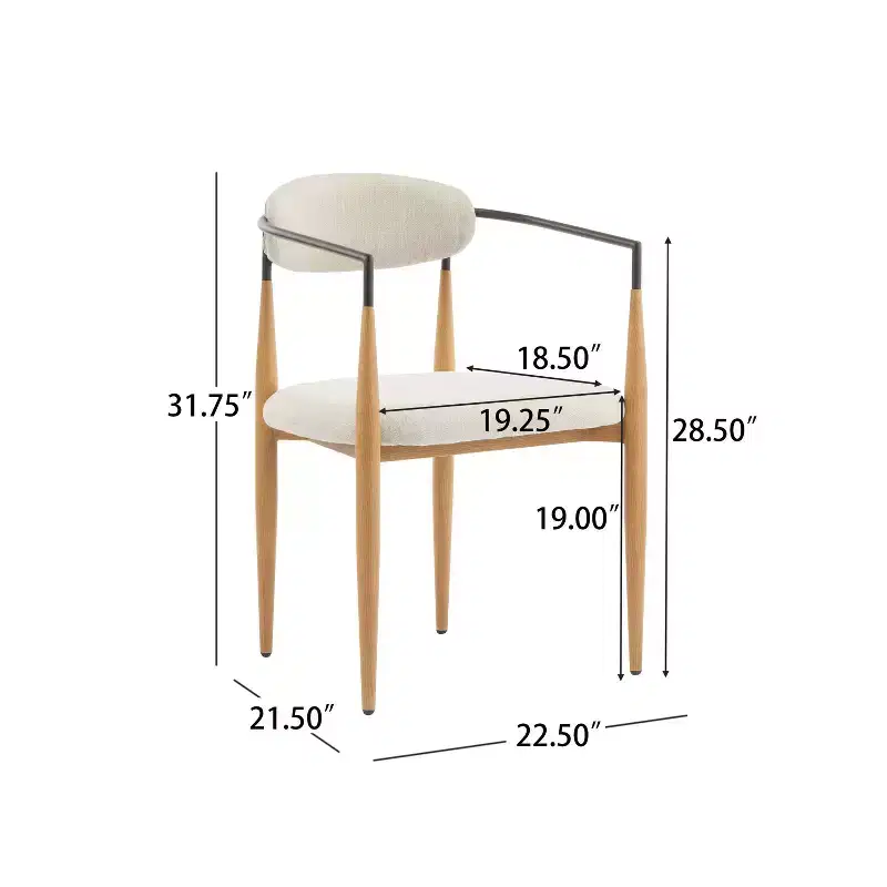 Christopher Knight Home Set of 2 Eva Modern Upholstered Iron Dining Chairs with Curved Open Back Beige/Light Brown