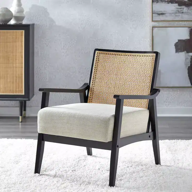 Hannah Solid Wood Cane Back Accent Chair