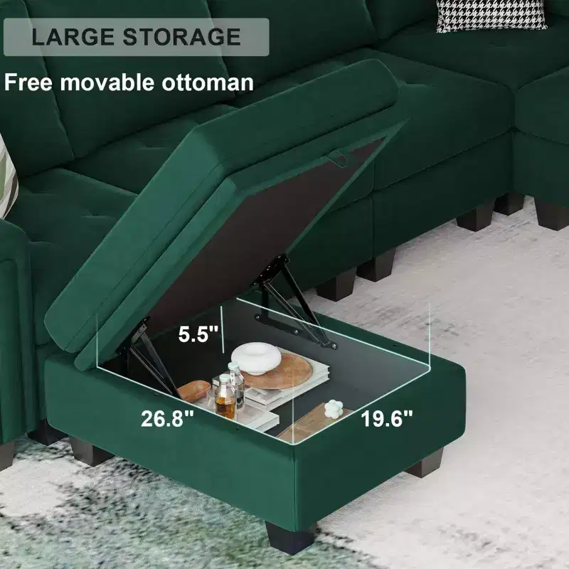 Belffin Modular Velvet Tufted Small Ottoman
