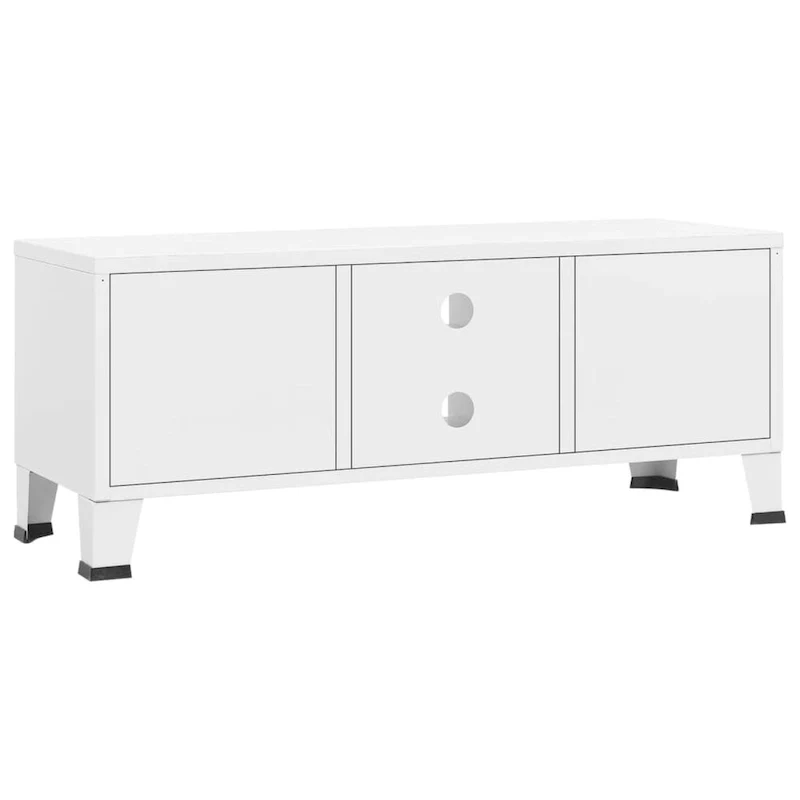 Industrial Metal TV Stand with 2 Doors and Storage Shelf - 41.3W