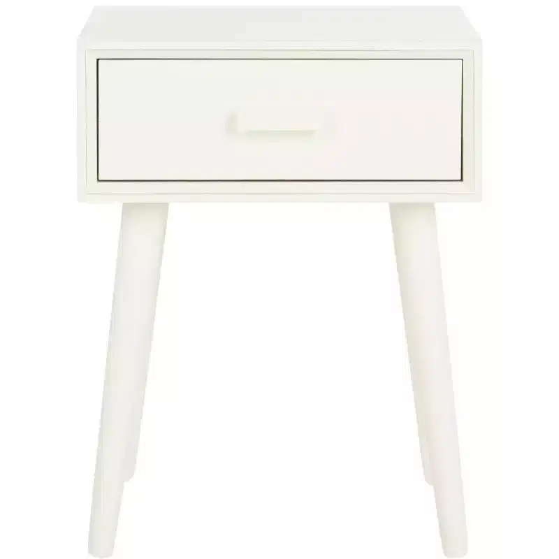 Lyle One-Drawer Side Table - Vintage White, Splayed Legs