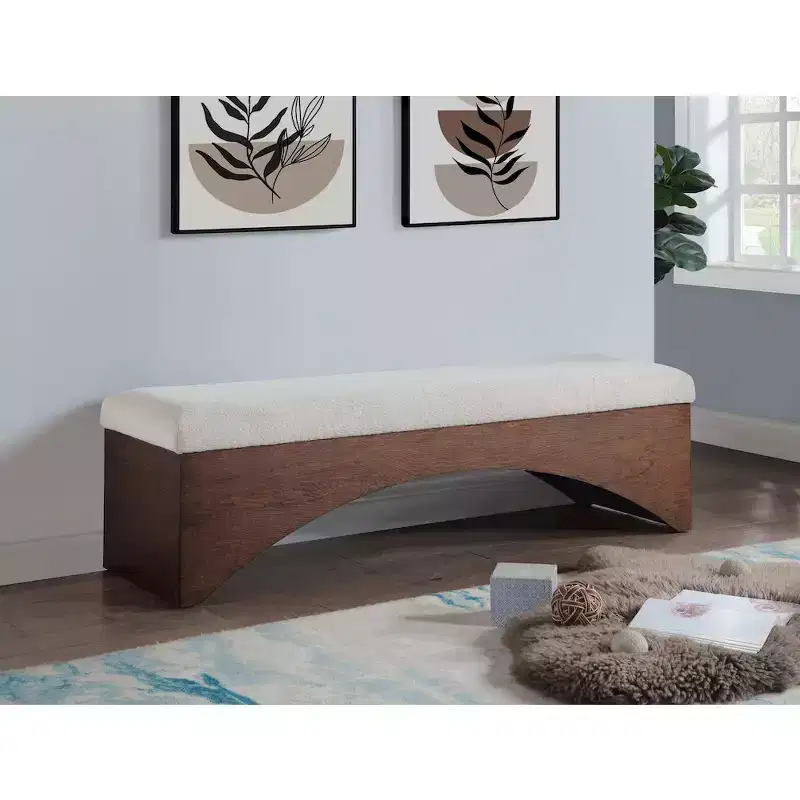 Meridian Furniture,Lawson Velour Fur Fabric Bench