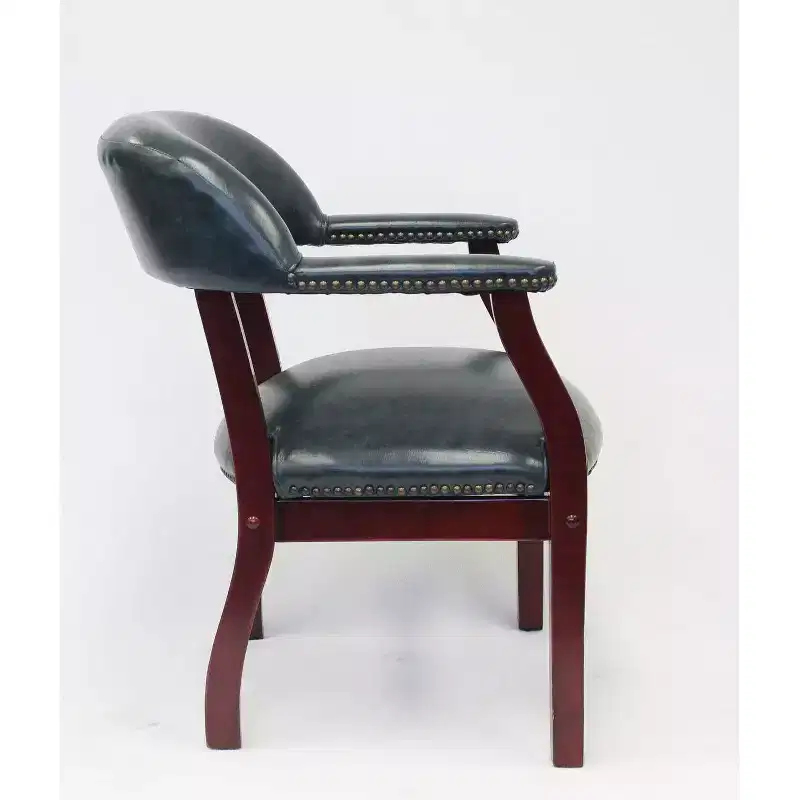 Captain's Chair, Padded Vinyl Seat & Back, Nailhead Trim, Hardwood Frame, 275 lbs Capacity