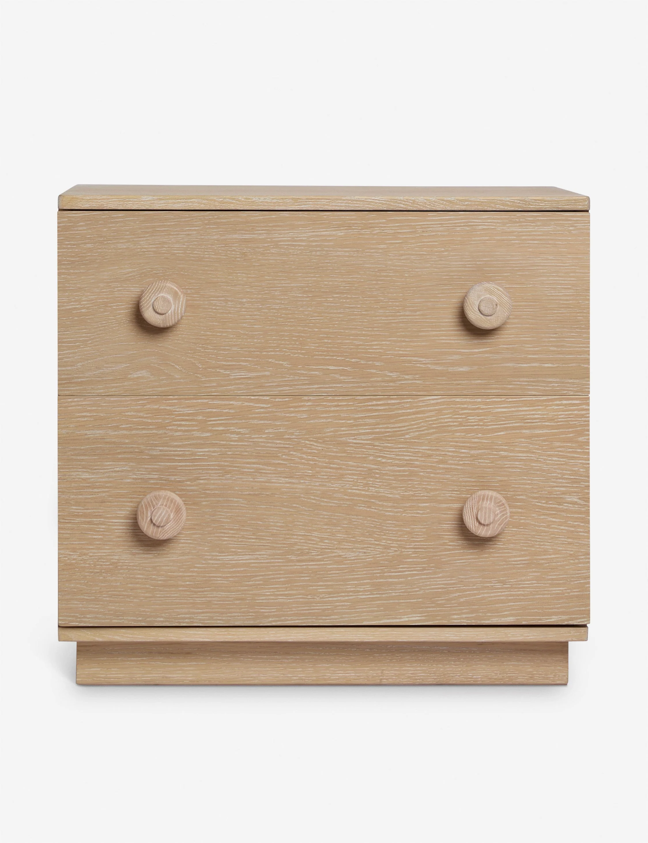 Nightstand With its light finish and chic woodcraft details, the nightstand packs plenty of charm in its minimalist design. The two drawers offer
