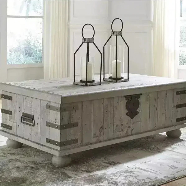 Lift Top Coffee Table with Storage – Light Gray Wash