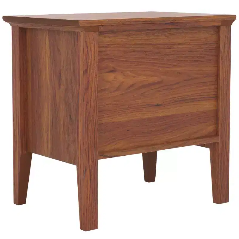 1-Drawer 1-Shelf Nightstand with Gold Pulls, Walnut Finish Bedside Table