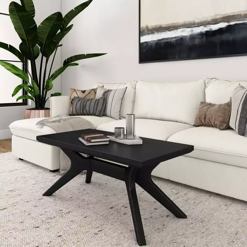 Solid Wood Cross Leg Rectangular Coffee Table, 40