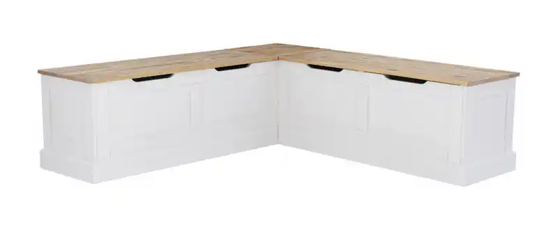 Backless Corner Nook Dining Bench - Natural and White