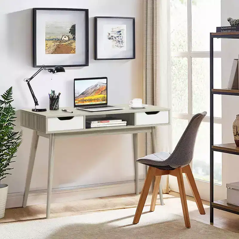 Computer Desk Writing Table w/ Drawers Laptop PC Workstation Home Oak/Walnut