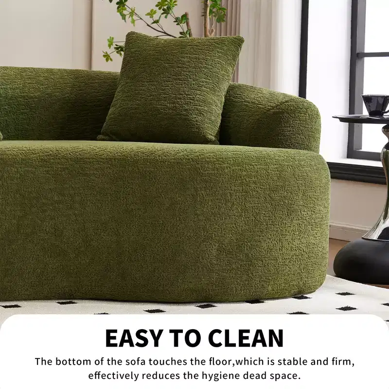 GDFStudio Benson Modern 4 Seater Chenille Upholstered Curved Sectional Sofa with 4 pillows