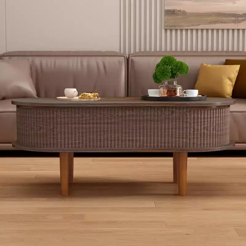 40-Inch Modern Lift-Top Coffee Table with Hidden Storage, Rustic Oval Center Table for Living Room
