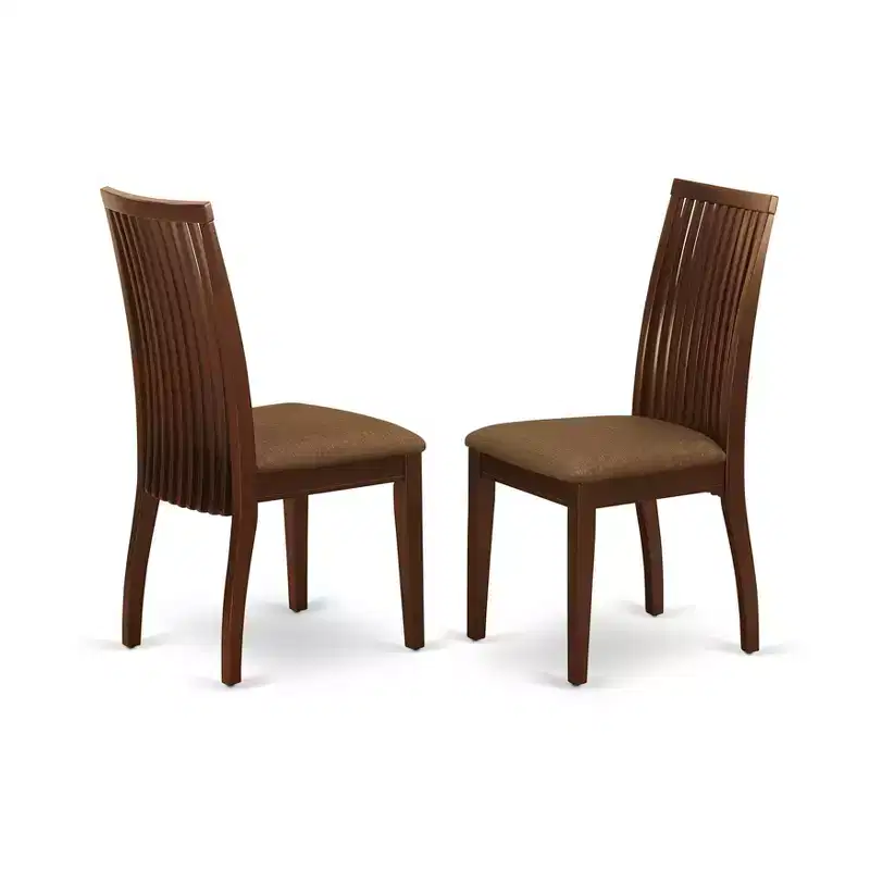 Ipswich Dining Room Chairs Linen Fabric Solid Wood Chairs of 2 Mahogany