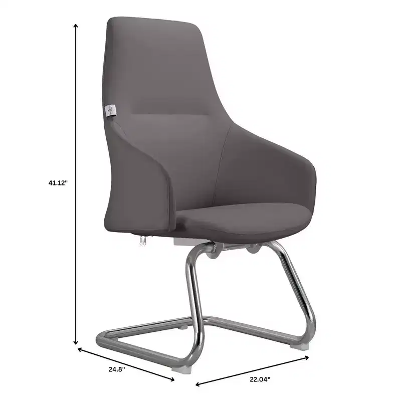 Ergonomic Faux Leather Office Chair Iron Sled Base Adjustable Height 330 lbs Capacity