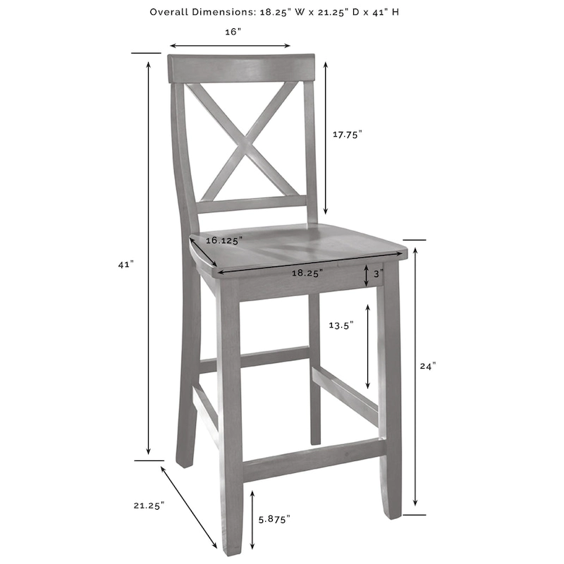 Crosley Julia Island with X-Back Stools - 60d x 50w x 41h
