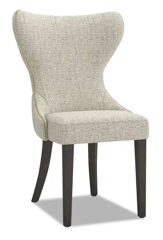 Wing-Back Dining Chair with Linen-Look Fabric