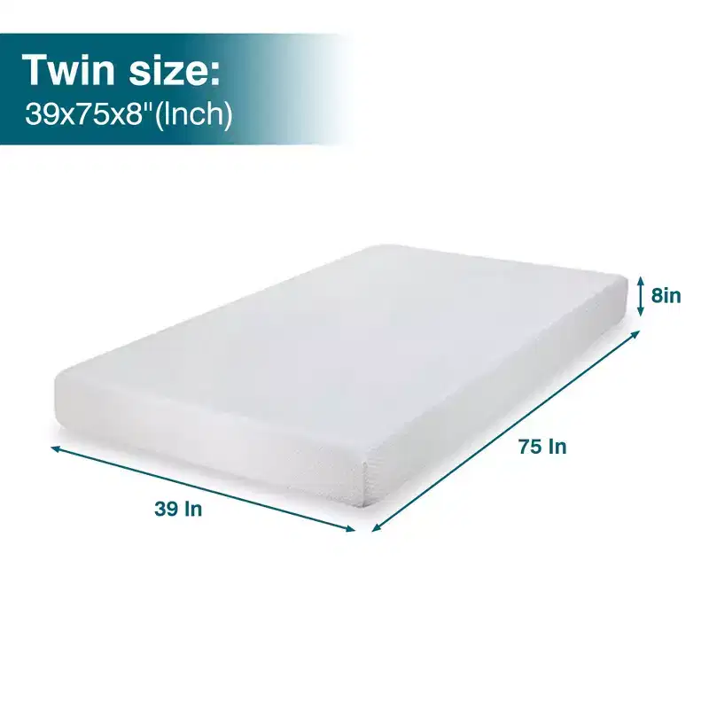 Twin Memory Foam Mattress 8in Roll-in-Box