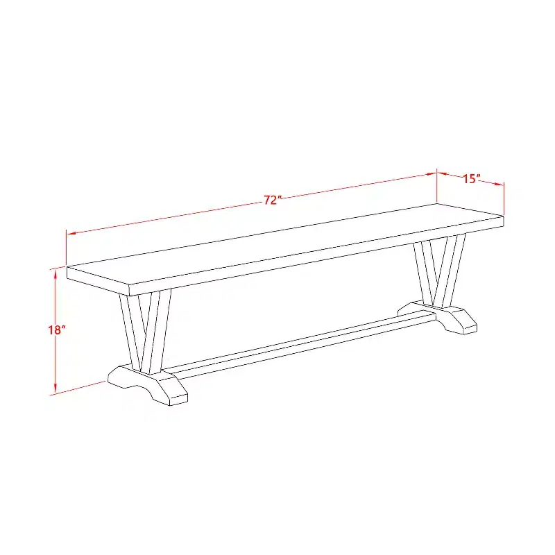 HomeStock Modern Dining Room Bench with Wooden Seat, 72x15x18 Inch, White/Espresso