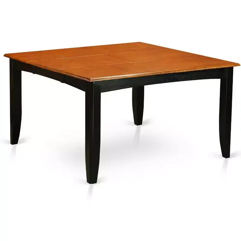 HomeStock Belmont 9Pc Square 36/54 Inch Family Table With 18 In Butterfly Leaf And 8 Wood Seat Dining Chairs