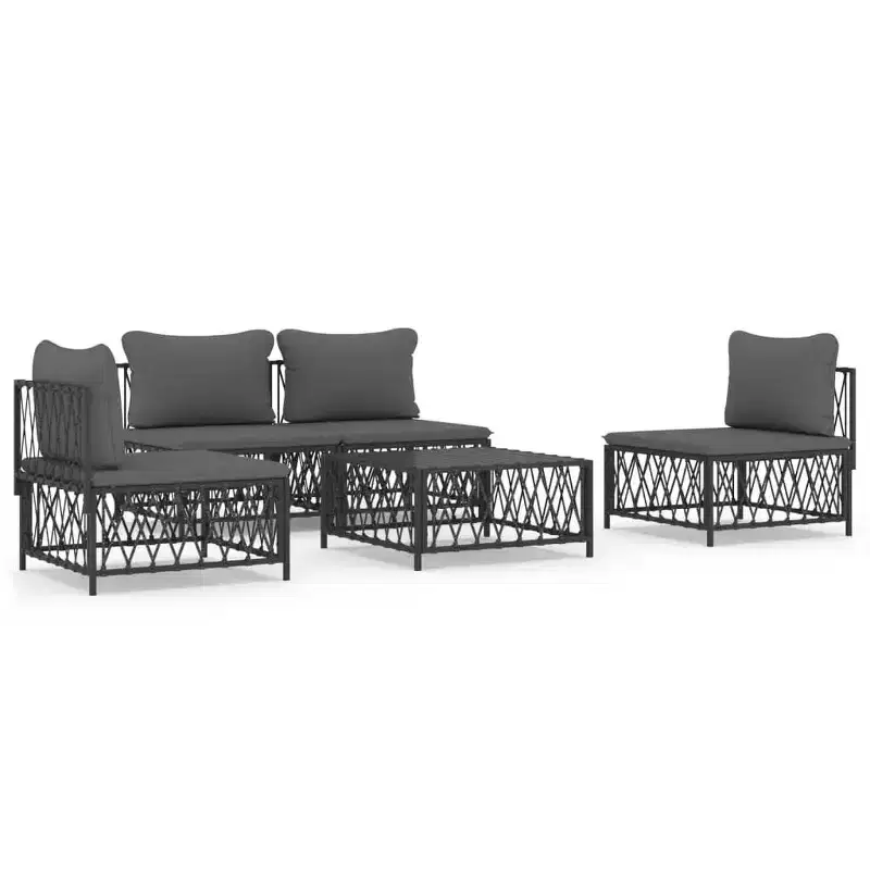 vidaXL Patio Furniture Set 5 Piece Outdoor Garden Loveseat with Cushions Steel