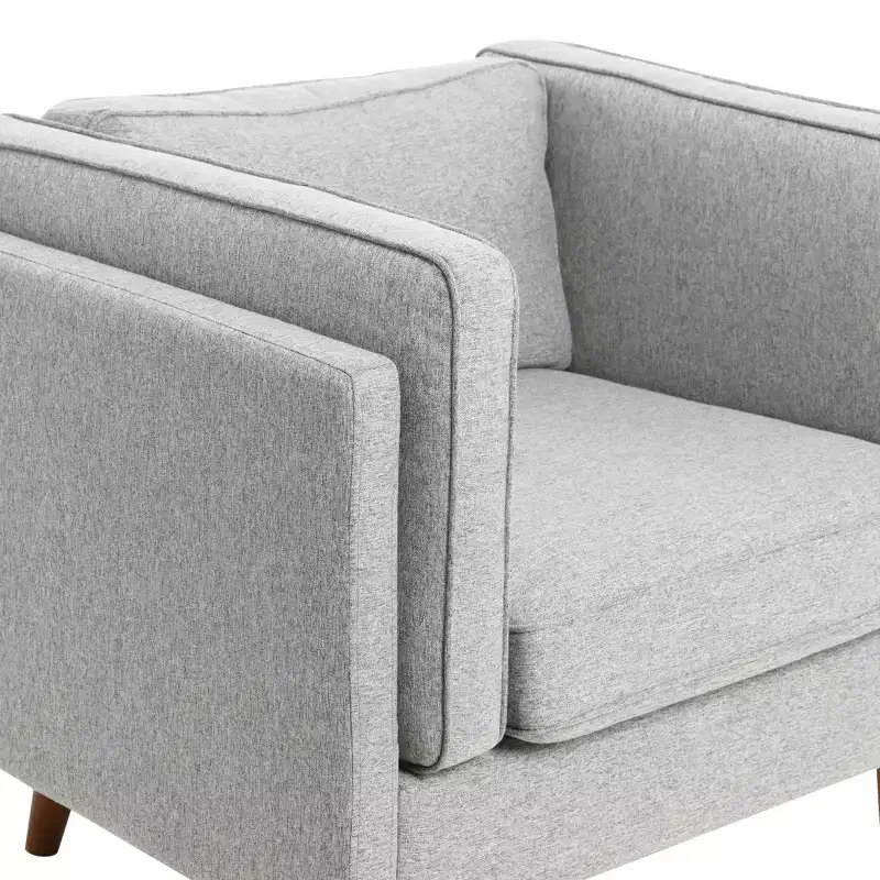 Modern Upholstered High Sided Arm Chair with Solid Wood Legs