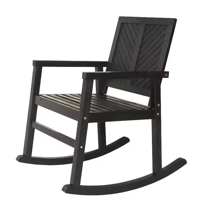 JONATHAN Y Ned Modern Chevron-Back 300-Lbs Support Acacia Wood Patio Outdoor Rocking Chair
