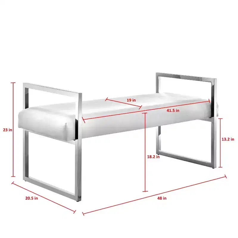 Inspired Home Dalia Velvet/PU Leather Bench with Gold/Chrome Frame