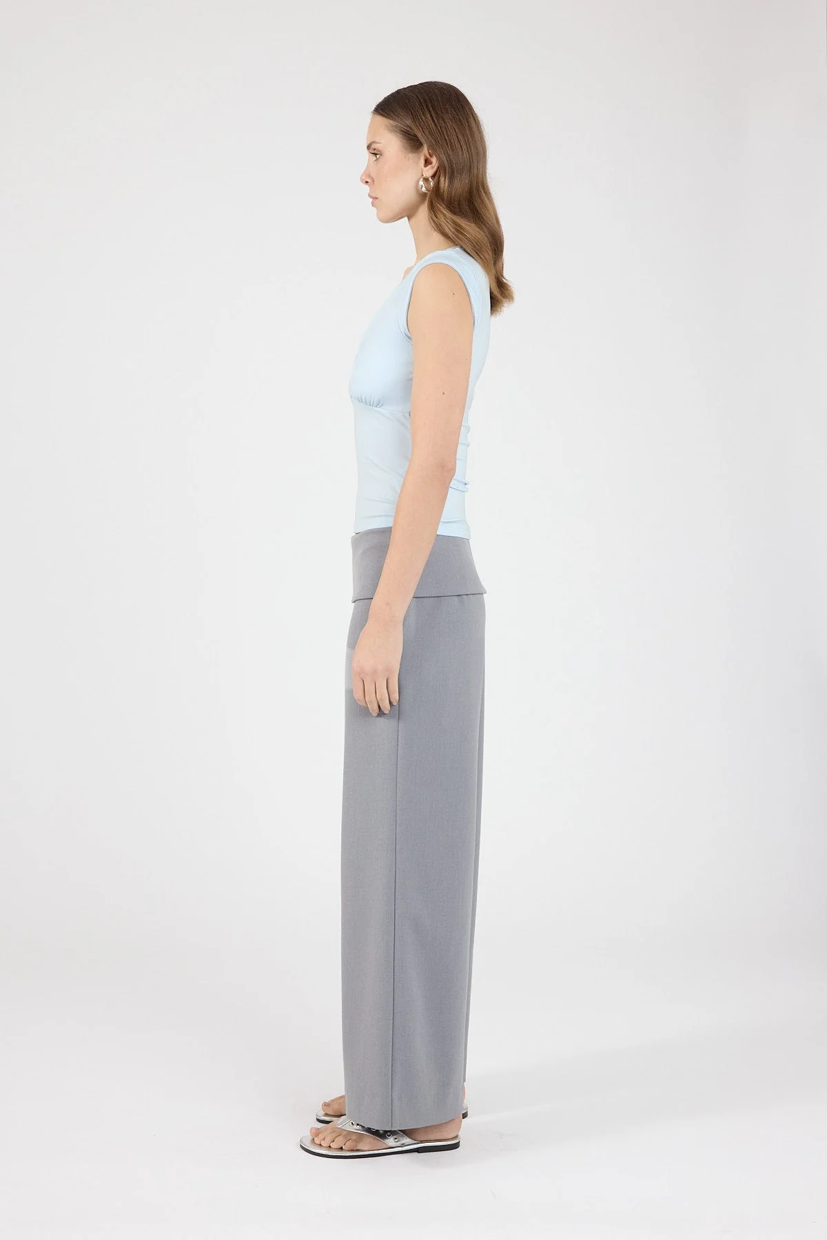 Petite Fold Over Pant Grey